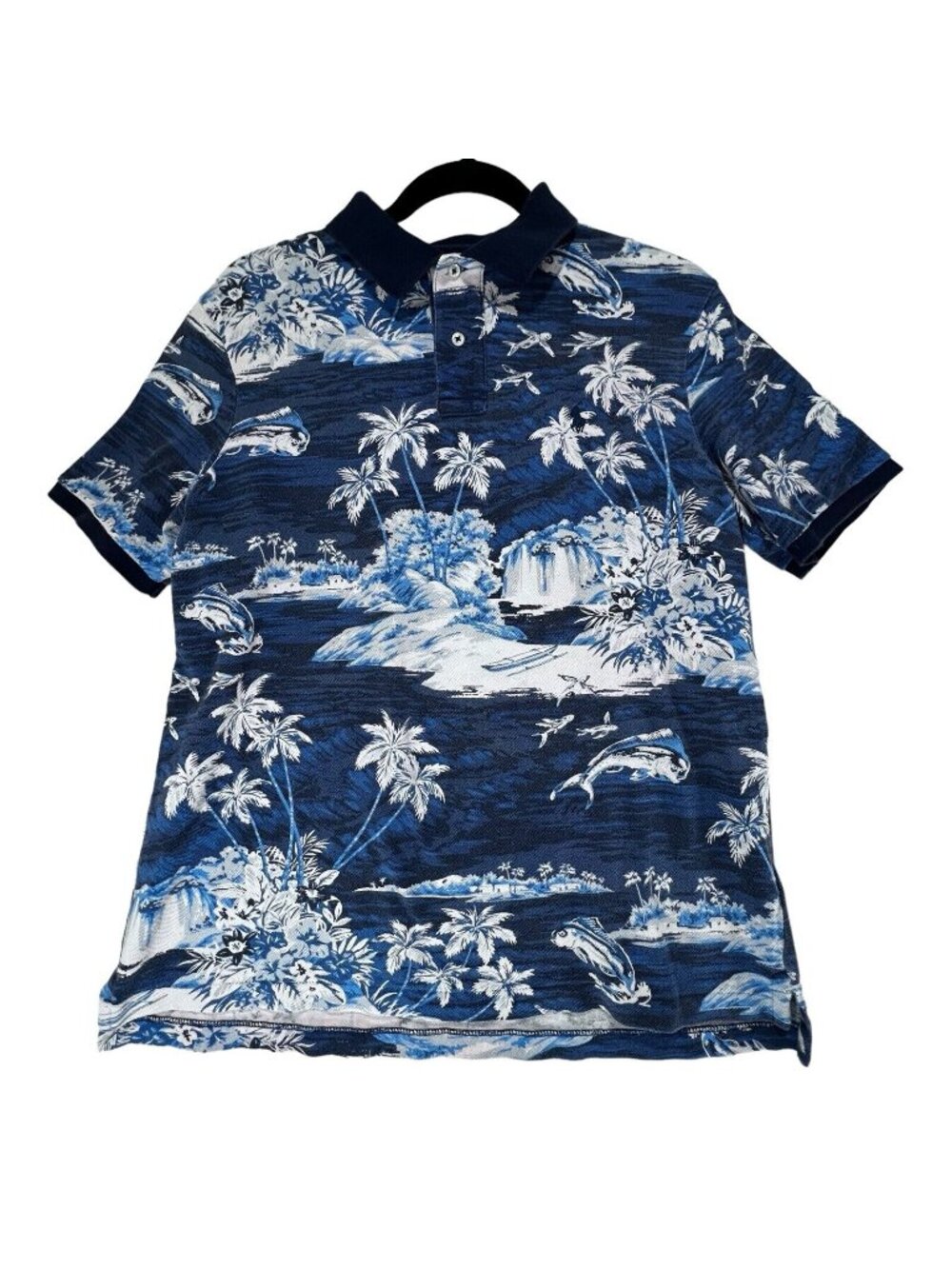 Polo Ralph Lauren Tropical Fish Shirt All Over Mens Med Blue Button Down Classic
